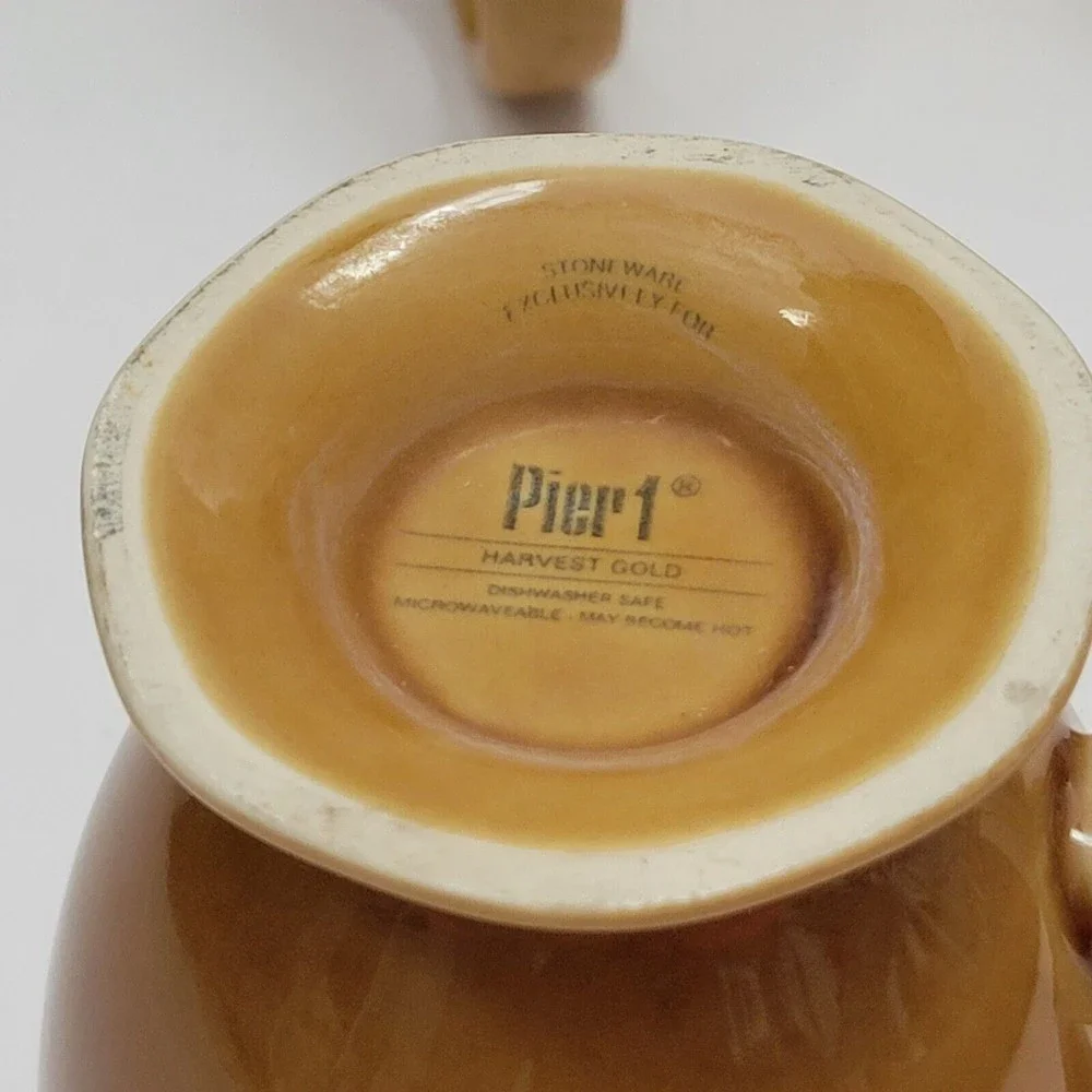 Pier 1 Import Harvest Gold Footed Mugs Set Of 3